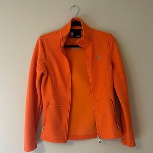 Orange Spyder knitted zipper up sweater size medium